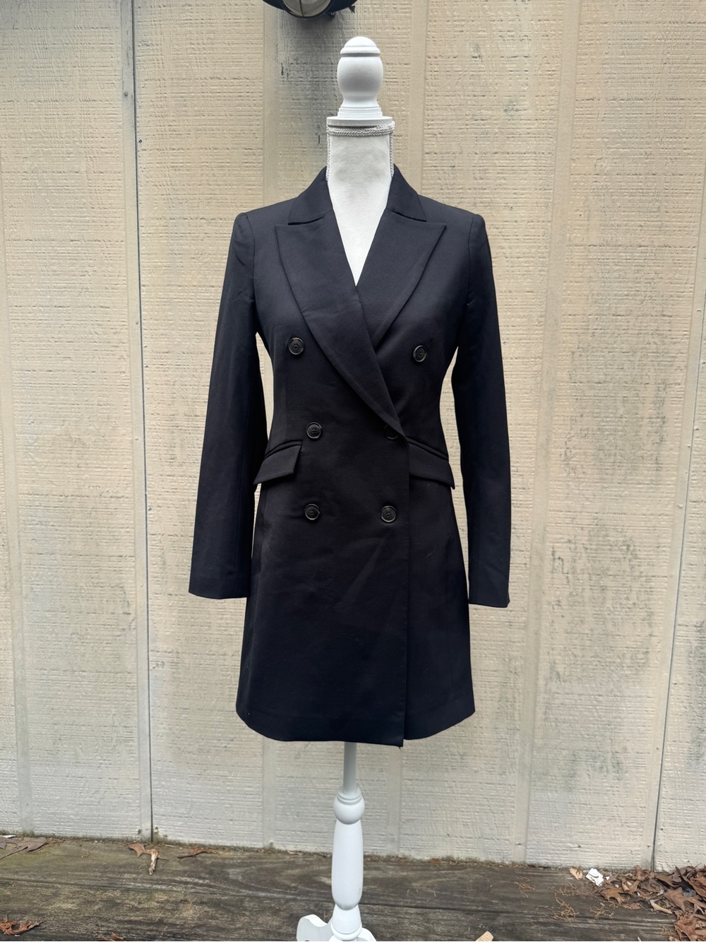 Banana Republic Black Double-Breasted Long Sleeve Blazer Dress